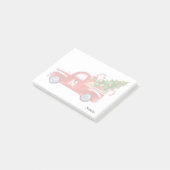 名前をカスタムするモノグラムレッドヴィンテージトラッククリスマス ポストイット (アングル)