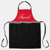 名前をカスタムするモノグラムレッド&ブラックシェフ エプロン (正面)