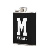 名前をカスタムするモノグラム小さな白黒 フラスク (左)