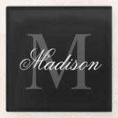 名前をカスタムするモノグラム書道ブラックの作成 ガラスコースター (正面)