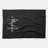 名前をカスタムするモノグラム書道ブラックの作成 キッチンタオル (横)