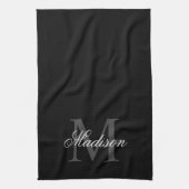 名前をカスタムするモノグラム書道ブラックの作成 キッチンタオル (縦)