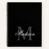 名前をカスタムするモノグラム書道ブラックの作成 ノートブック (正面)