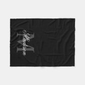 名前をカスタムするモノグラム書道ブラックの作成 フリースブランケット (正面(横))