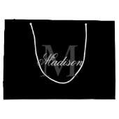 名前をカスタムするモノグラム書道ブラックの作成 ラージペーパーバッグ (裏面)