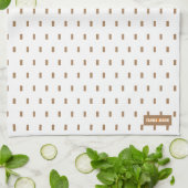 名前をカスタムするモノグラム正方形ドット白い茶色かわいい キッチンタオル (折り畳み)