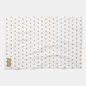 名前をカスタムするモノグラム水玉模様白褐色の夏 キッチンタオル (横)