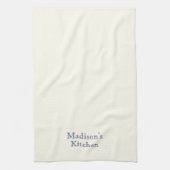 名前をカスタムするモノグラム海軍ブルーアイボリーファミリーベーカリー キッチンタオル (縦)