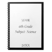名前をカスタムするモノグラム白黒カスタム学校 ノートブック (正面)