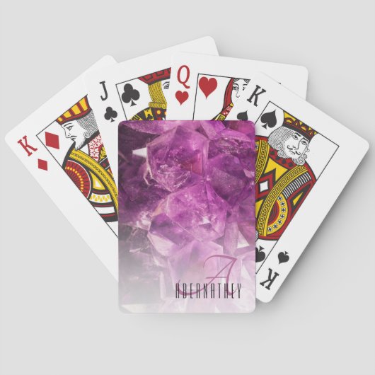 名前をカスタムするモノグラム紫グラデーション結晶 トランプ (裏面)