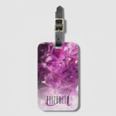 名前をカスタムするモノグラム紫グラデーション結晶 ラゲッジタグ (正面縦)
