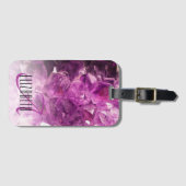 名前をカスタムするモノグラム紫グラデーション結晶 ラゲッジタグ (正面横)