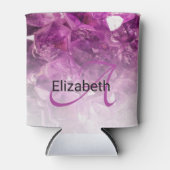 名前をカスタムするモノグラム紫グラデーション結晶 缶クーラー (正面)