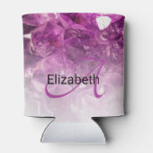 名前をカスタムするモノグラム紫グラデーション結晶 缶クーラー (裏面)