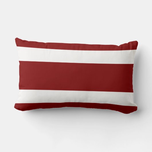 名前をカスタムするモノグラム赤と白ストライプパターン ランバークッション (裏面)