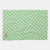 名前をカスタムするモノグラモダンム模様グリーンホワイト キッチンタオル (横)