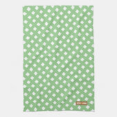 名前をカスタムするモノグラモダンム模様グリーンホワイト キッチンタオル (縦)