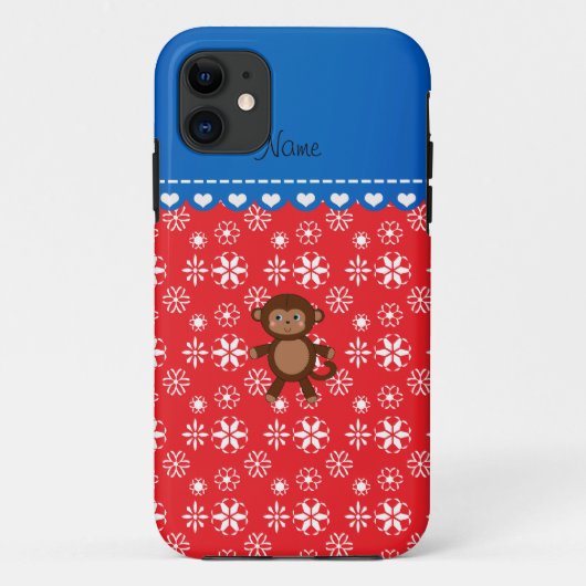 名前をカスタムするモンキークリスマスレッド雪片 Case-Mate iPhoneケース (裏面)