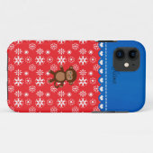 名前をカスタムするモンキークリスマスレッド雪片 Case-Mate iPhoneケース (裏面(横))