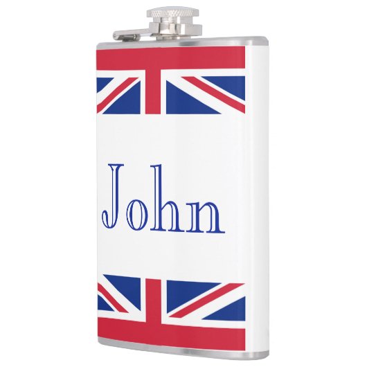 名前をカスタムするユニオンジャックフラッグフラット フラスク (左)