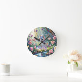 名前をカスタムするユニコーンウォールクロック – ピンクローズフォレスト ラウンド壁時計 (ホーム)