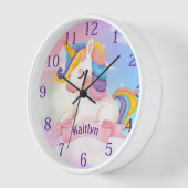 名前をカスタムするユニコーンクラウドラウンドクロック 壁時計 (傾斜)