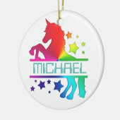 名前をカスタムするユニコーンクリスマスツリーオーナメント セラミックオーナメント (左)
