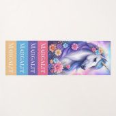 名前をカスタムするユニコーンフローラ花ユニコーン ヨガマット (正面(横))