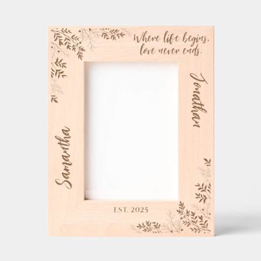 名前をカスタムするユニークファミリーのクリスマスフォト レーザー彫刻フレーム (正面)