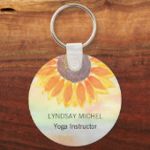 名前をカスタムするヨガインストラクターひまわり キーホルダー (正面)