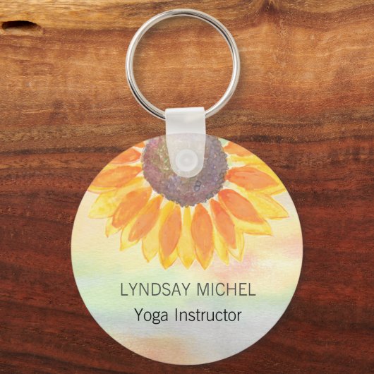 名前をカスタムするヨガインストラクターひまわり キーホルダー (正面)