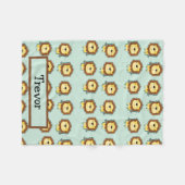 名前をカスタムするライオンの青い模様 フリースブランケット (正面(横))