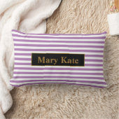名前をカスタムするライトパープル/白ストライプ色 ランバークッション (ブランケット)