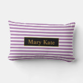 名前をカスタムするライトパープル/白ストライプ色 ランバークッション (裏面)