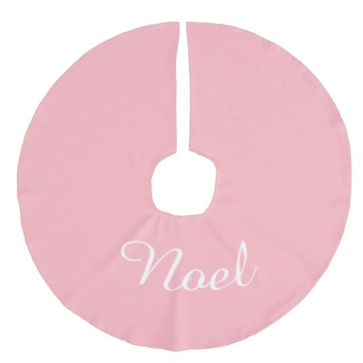 名前をカスタムするライトピンククリスマスホリデークリスマス フェイクリネンツリースカート (正面)