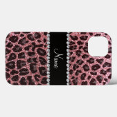名前をカスタムするライトピンクグリッターヒョウ柄 Case-Mate iPhoneケース (裏面 (横))