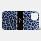 名前をカスタムするライトブルーグリッターヒョウ柄 Case-Mate iPhoneケース (裏面 (横))