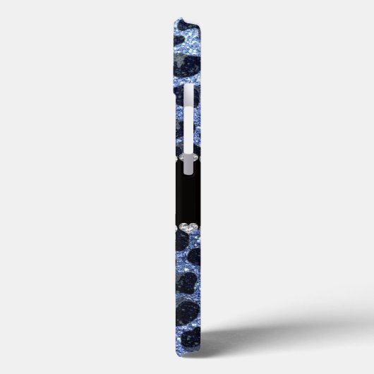 名前をカスタムするライトブルーグリッターヒョウ柄 Case-Mate iPhoneケース (裏面 / 左)