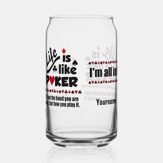 名前をカスタムするライフ様トランプのポーカー ガラス缶 (裏面)