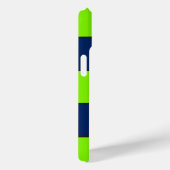 名前をカスタムするライムグリーンダークブルーストライプズ Case-Mate iPhoneケース (裏面 / 右)