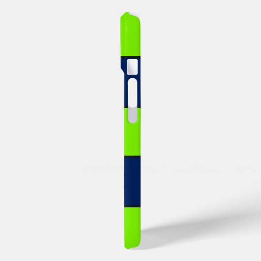 名前をカスタムするライムグリーンダークブルーストライプズ Case-Mate iPhoneケース (裏面 / 左)