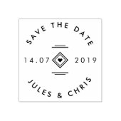 名前をカスタムするラウンドモダンミニマリスト日付の保存 ラバースタンプ (インプリント)