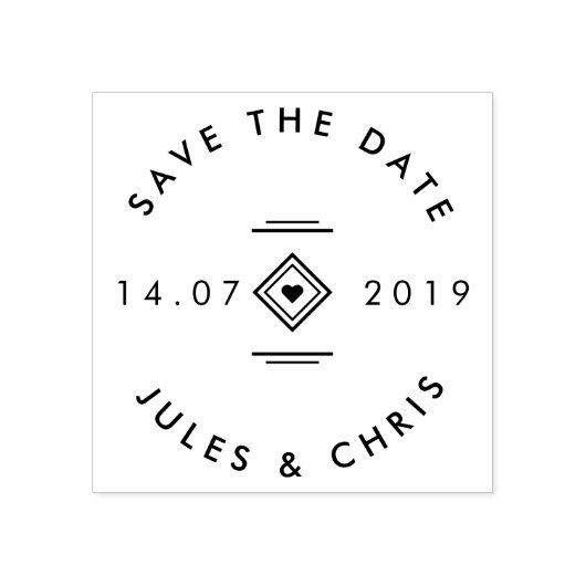 名前をカスタムするラウンドモダンミニマリスト日付の保存 ラバースタンプ (インプリント)