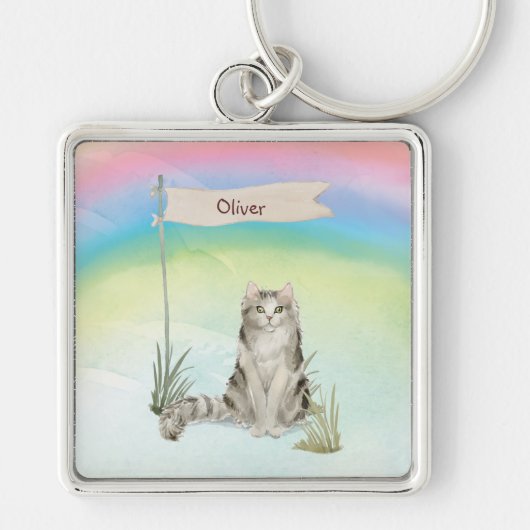 名前をカスタムするラガムフフィンキャットペット キーホルダー (正面)