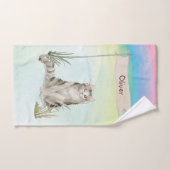 名前をカスタムするラガムフフィンキャットペット バスタオルセット (ハンドタオル)