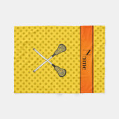 名前をカスタムするラクロススティック黄色水玉模様 フリースブランケット (正面(横))