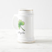 名前をカスタムするラッキークローバーセントパトリックの日 ビールジョッキ (正面左)