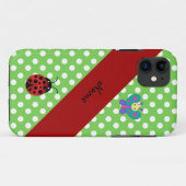 名前をカスタムするラディバグバタフライグリーン水玉模様 Case-Mate iPhoneケース (裏面(横))