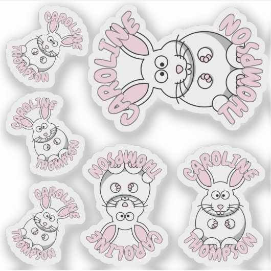 名前をカスタムするラビットファーム動物 シール (正面)