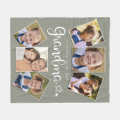 名前をカスタムするラブおばあちゃんカワイトおもしろいフォトコラージュ フリースブランケット (正面(横))